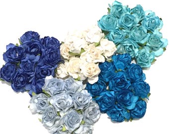 Bulk Buy Shades Of Blue Classic Mulberry Paper Roses Cr052