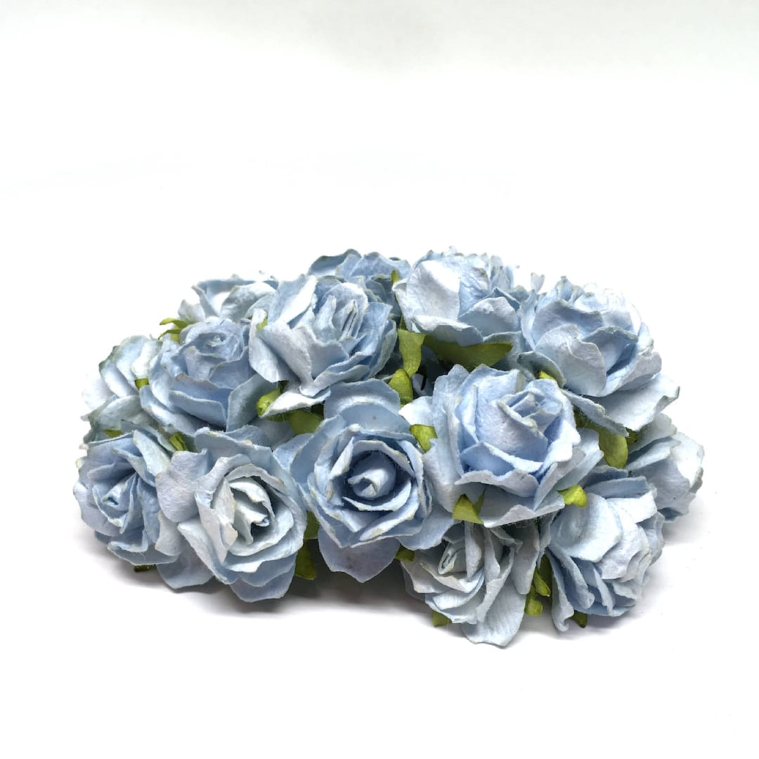 Dusky Blue Classic Mulberry Paper Roses Cr031 - Etsy