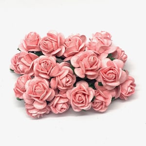 Pastel Rose ouvert Mûrier Papier Roses Or076