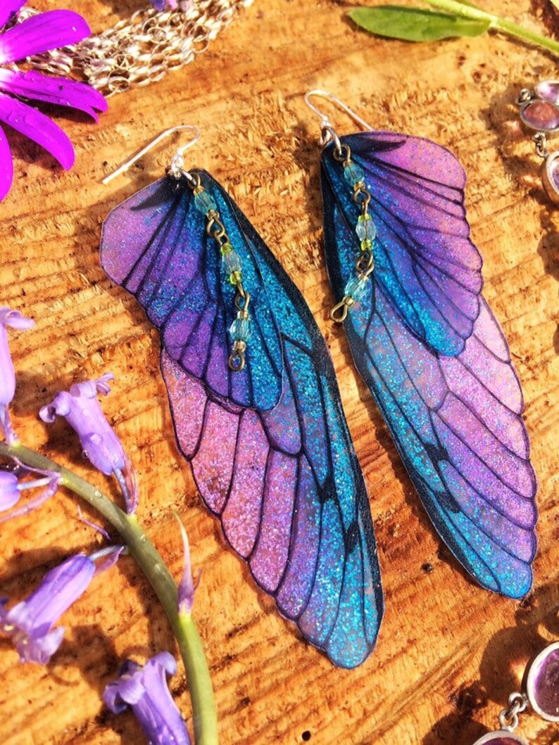 Butterfly Wing Festival Jewellery Unicorn Sparkley Earrings Mermaid Fairy Wing Earrings Rainbow Earrings