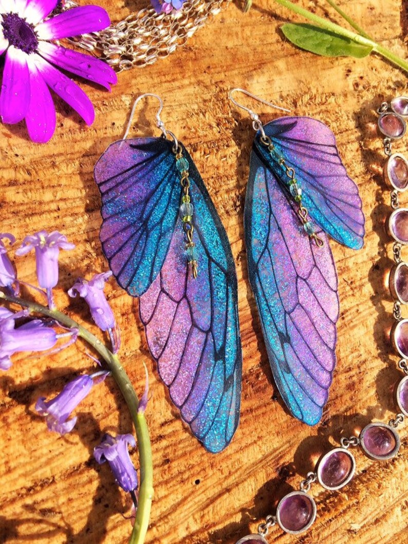 Butterfly Wing Festival Jewellery Unicorn Sparkley Earrings Mermaid Fairy Wing Earrings Rainbow Earrings
