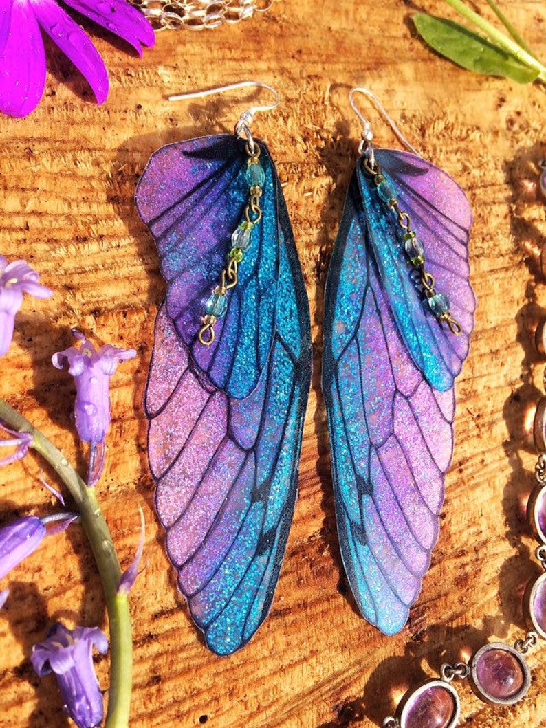 Butterfly Wing Festival Jewellery Unicorn Sparkley Earrings Mermaid Fairy Wing Earrings Rainbow Earrings