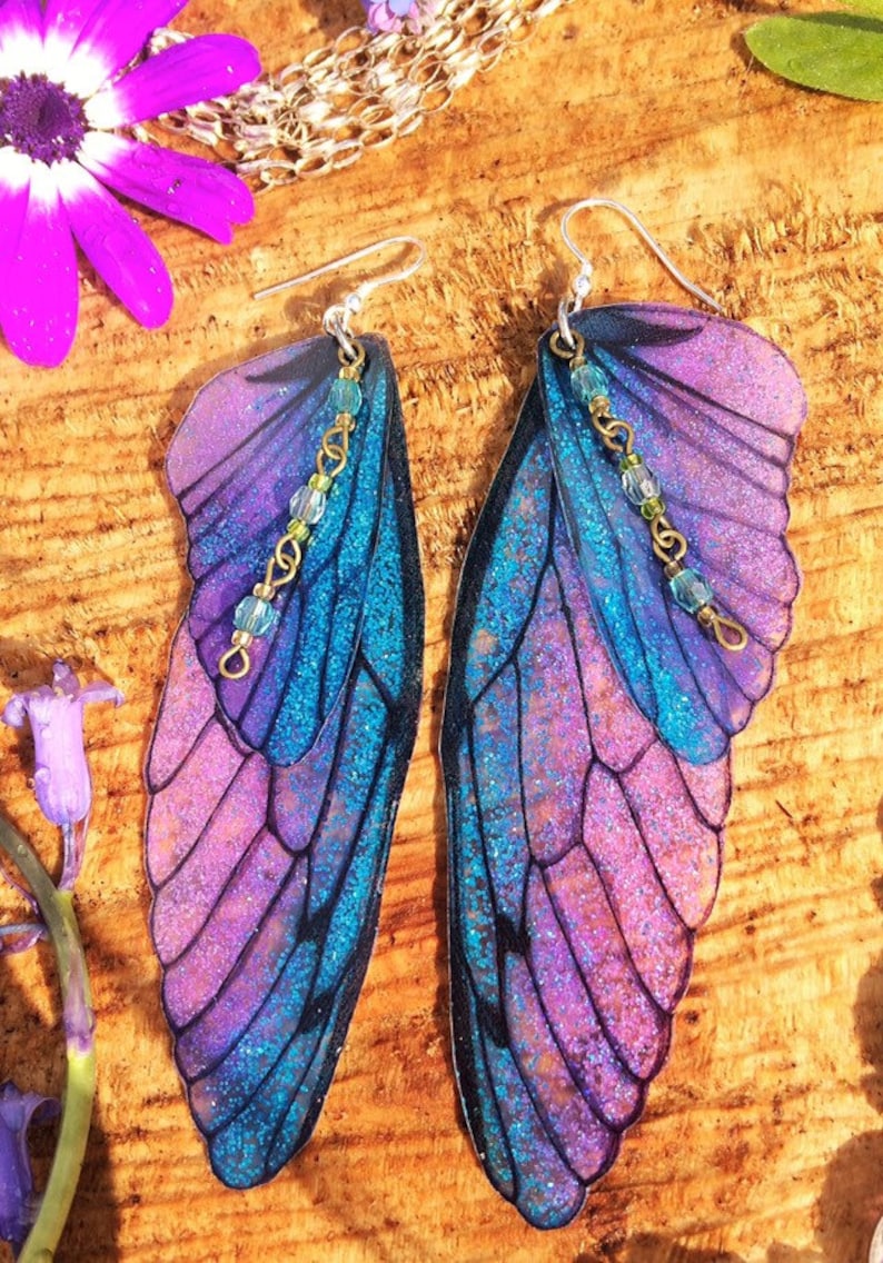 Butterfly Wing Festival Jewellery Unicorn Sparkley Earrings Mermaid Fairy Wing Earrings Rainbow Earrings