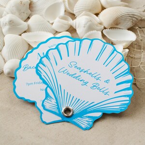 Invitation thème plage de coquillages | Invitation côtière d'enterrement de vie de jeune fille | Carte nuptiale faite sur commande de douche de <br> Profitez-en ! Week-end de fête d'anniversaire sur la côte