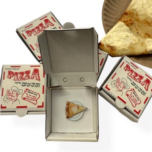 Realistic White Slice of Pizza Pin - Mini Slice with Removable Pizza Box, Limited Availability, Unique Design