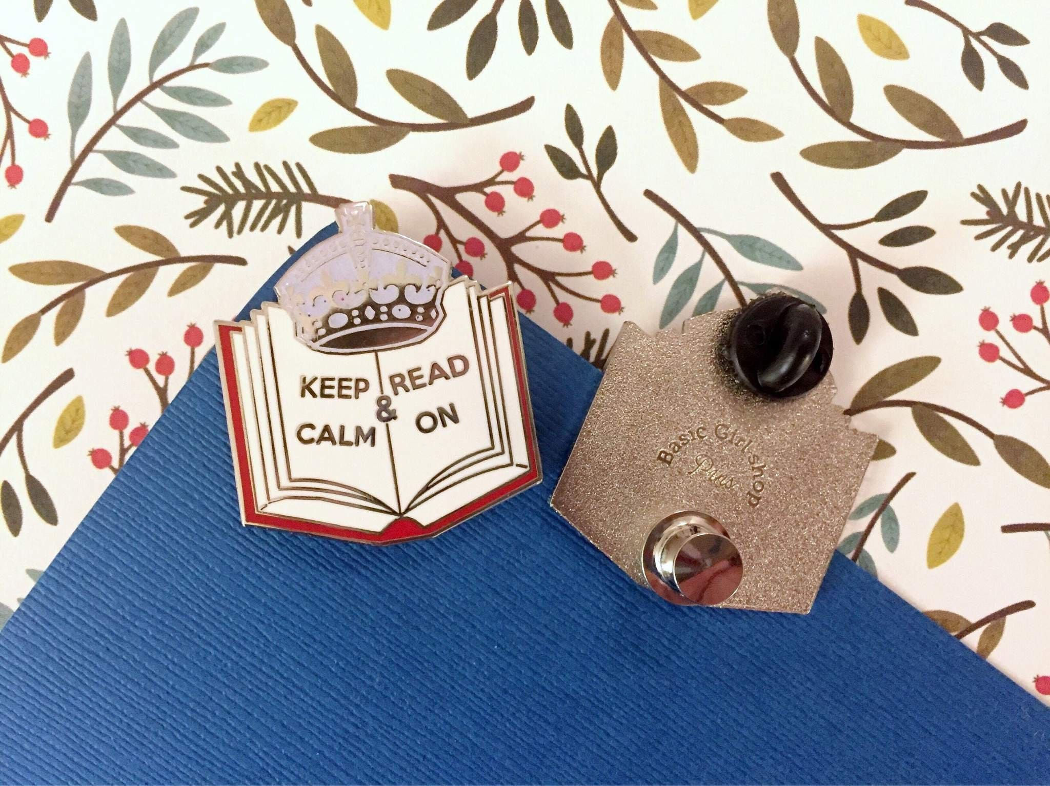 Glitter Keep Calm and Read on Enamel Pin | Book Pins | Reading Pins ...