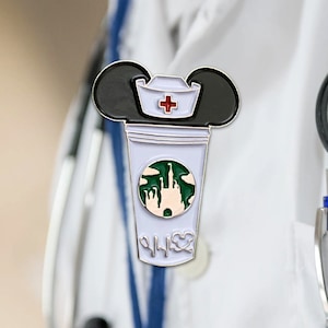 Nurse Castle Coffee Cup Enamel Pin | Nursing pins | Doctor pins | Medical Accessories | Mickey nursing |