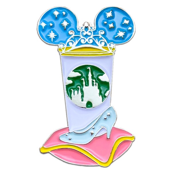 Cinderella castle coffee cup pin  | cinderella pins | glass slipper | step sister pins | horse and carriage pin