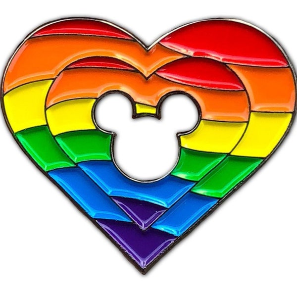 Rainbow mickey heart pin