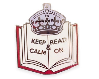 Glitter Keep Calm and Read On Pin