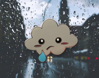 Crying kawaii rain cloud pin | cloud pin | kawaii pin | weather pins | sun pin | rain pin | cute pins