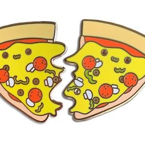 Pizza pair ( sticking together ) , best friends pins, bff pin, pizza pin, pizza pie pin,
