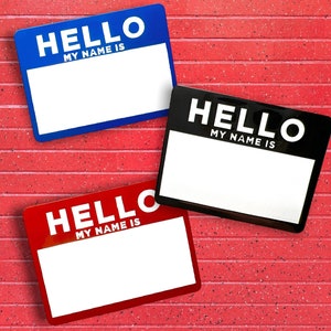 Hello My Name Is Pin (with dry erase board) White board pins | dry erase pins | Hello my name is stickers