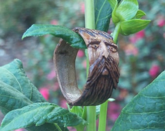 Tree Spirit Carved Bentwood Ring