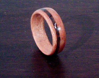 Curupixa Bentwood Ring with Hematite Inlay - "Crux of the Issue"
