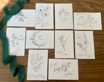 Handdrawn wildflower cards all occasions | set of 10
