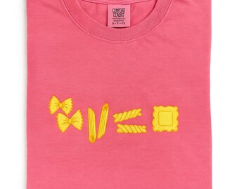 Embroidered Pasta Lover Shirt, Funny Comfort Colors Tee