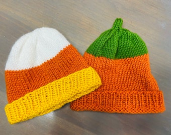 Baby Halloween Crochet Hat, Pumpkin or Candy Corn Design