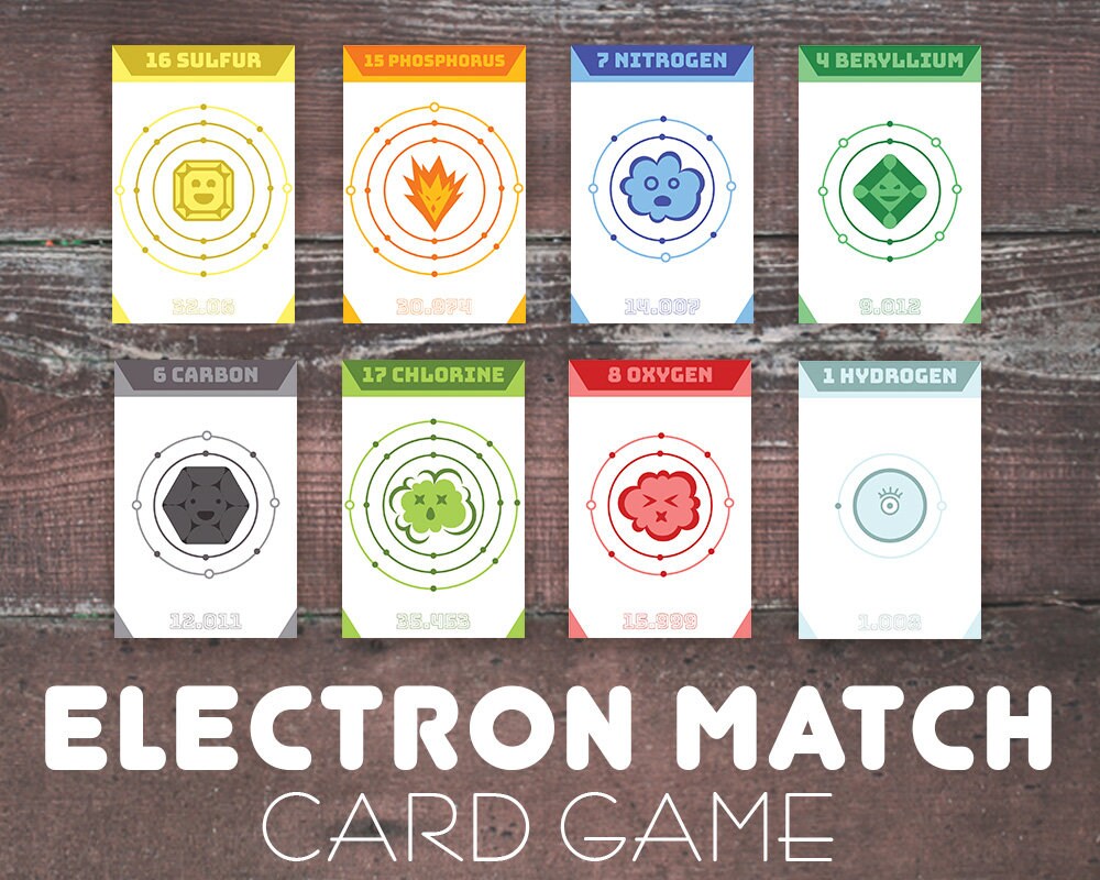 Chemistry Card Game Printable Electron Match Learning Game Etsy