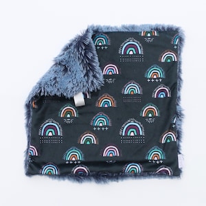 Pop Moroccan Rainbow in Black, Minky Lovey