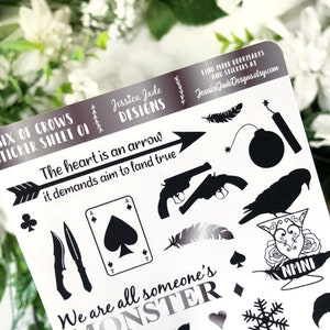 05. Zes van Crows Sticker Sheet | 27 bookish stickers | Matte Sticker Sheet