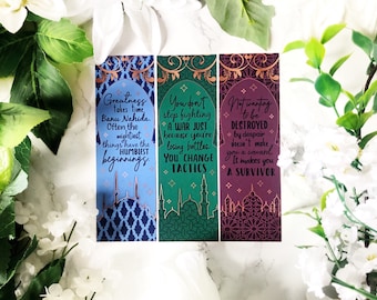 99. Daevabad Trilogy Inspired Bookmarks - City of Brass, City of Copper, City of Gold.