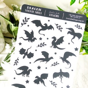 00. Dragon Sticker Sheet – Multi Fandom Sticker Sheets | 12 Mini-Drachenaufkleber, insgesamt 42 Aufkleber | Mattes Stickerblatt