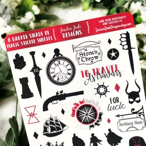 11. Feuille d'autocollants A Darker Shade of Magic | 32 autocollants livresques | Feuille d'autocollant mat