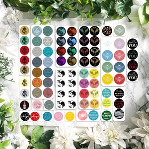 17. Boekomslagstickers | Permanente stickers/cover-upstickers voor boekenclubs. Mix van sets beschikbaar. Mix en match | Fandoms | Boekachtige stickers. 3,5 cm
