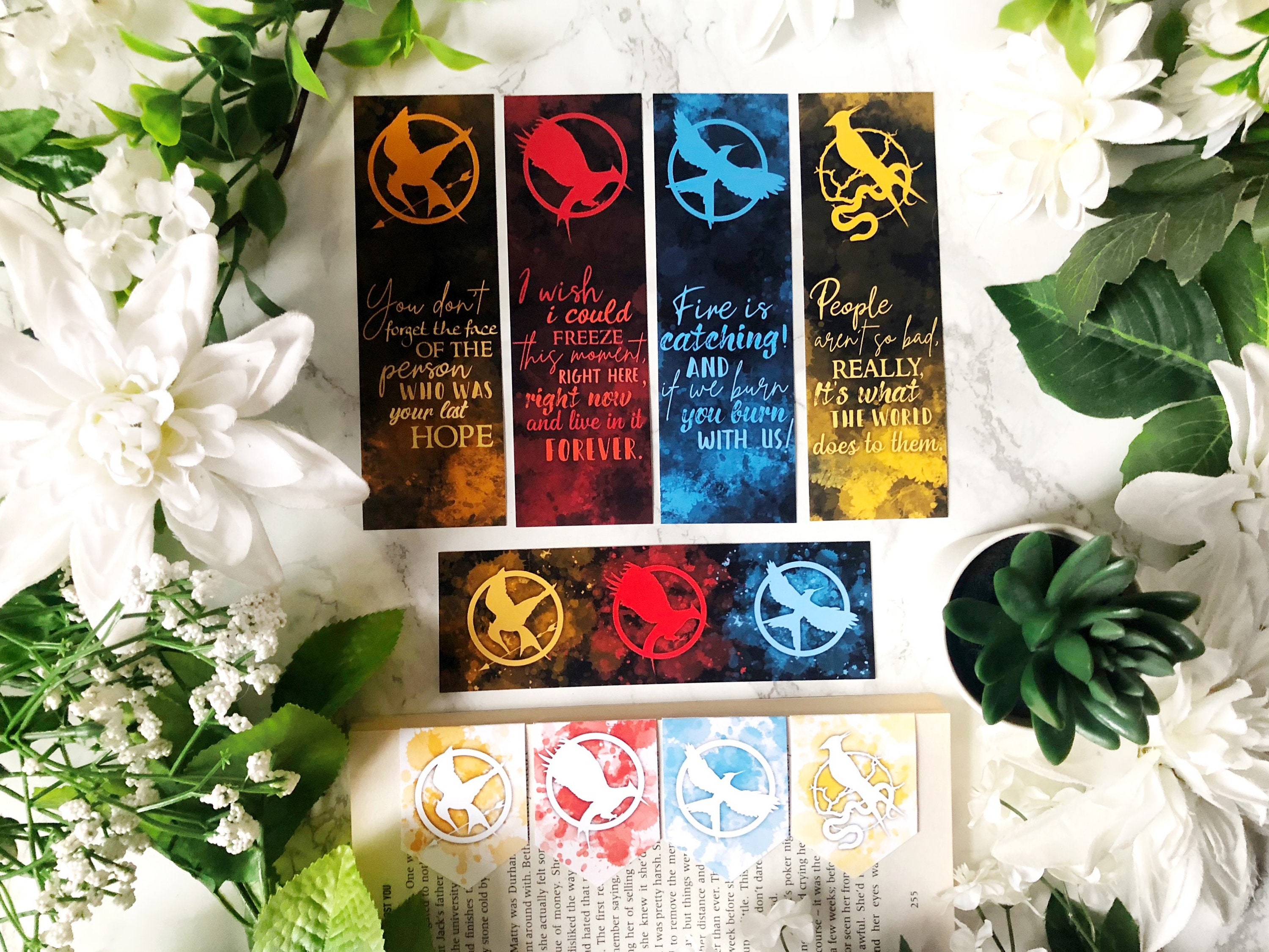09 hunger games inspired bookmarks etsy