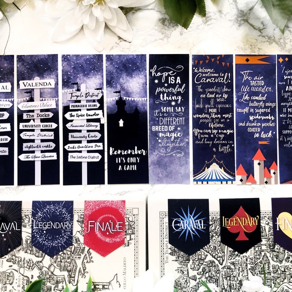 23. Caraval, Legendary and Finale Bookmarks | Signposts, Quotes and Magmark Sets - options available