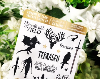 02. Throne of Glass Sticker Sheet | 26 Bookish Stickers | Matte Sticker Sheet