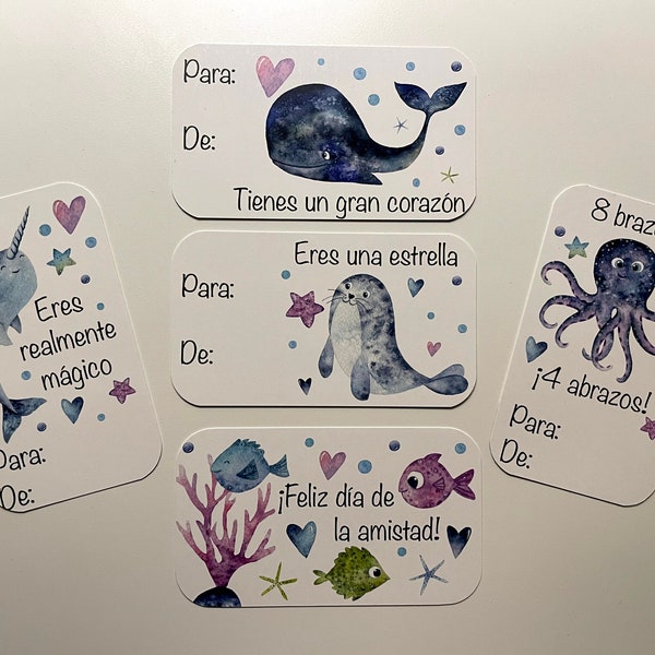 Tarjetas de San Valentín imprimibles en español / Día de la amistad / Para niños y compañeros de clase