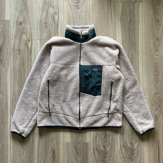 1999 Patagonia Retro-x Deep Pile Fleece Oatmeal/green - Etsy