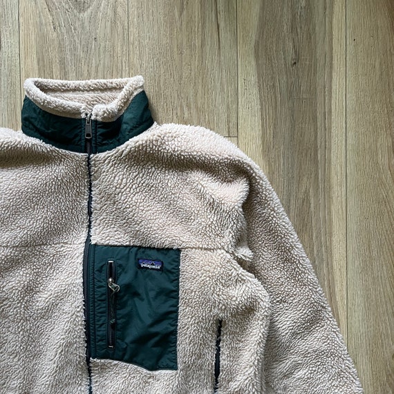 1999 Patagonia Retro-x Deep Pile Fleece Oatmeal/green - Etsy