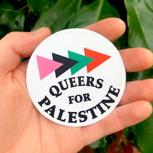 Queers For Palestine Sticker LGBTQ Palestinian Flag Decal Protest