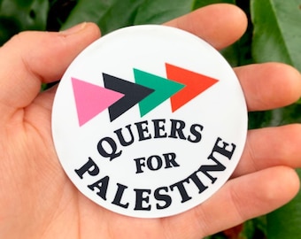 Queers For Palestine Sticker LGBTQ Palestinian Flag Decal Protest