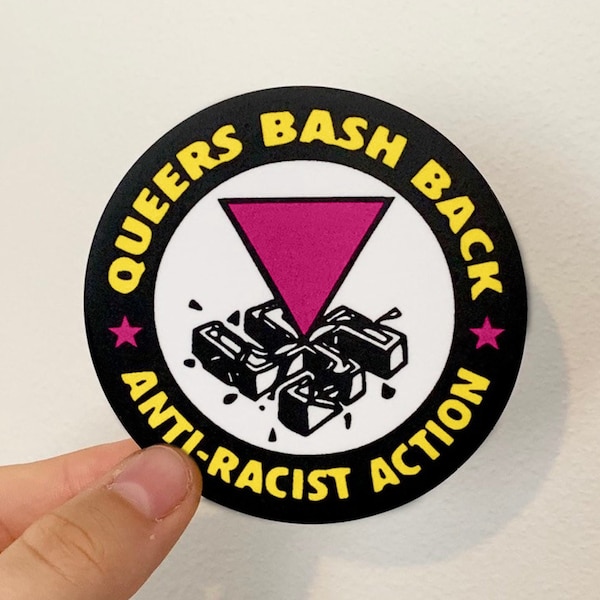 Queers Bash Back - Anti-Racist Action Sticker Anti-Fascist LGBT Vinyl Decal Vintage Remake