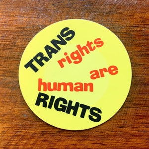 Trans Rights Are Human Rights Sticker Transgender Pride Vinyl Decal Vintage Remake