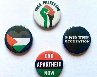 4 Free Palestine Button Badges End Apartheid End The Occupation Palestinian Flag Pins