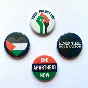 4 Free Palestine Button Badges End Apartheid End The Occupation Palestinian Flag Pins