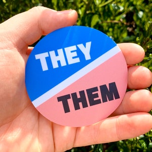 They/Them Pronouns Vinyl Sticker Transgender Decal Trans Pride Flag Non-Binary