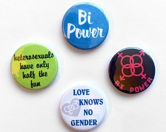4 Bisexual Pride Pin Badge Set Bi Power Vintage Remake LGBTQ Button
