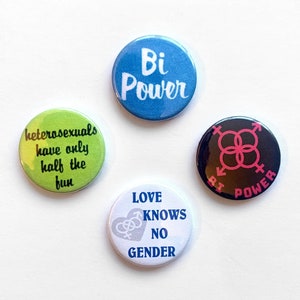 4 Bisexual Pride Pin Badge Set Bi Power Vintage Remake LGBTQ Button