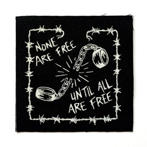 Keine sind frei, bis alle frei sind Patch Siebdruck Anarchist Square Canvas Punk Jacke
