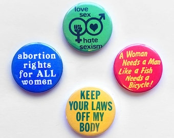 4 Lesbian Feminist Vintage Remake Button Badges Pro Choice - Etsy
