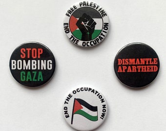 4 badges de fin d'occupation pour une Palestine libre d'occupation pour démanteler l'apartheid