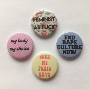 Feminism 4 Button Badge Set Political Pinbacks Political Pro-Choice