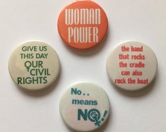 4 Pack Vintage Remake Feminist Button Pin Badges Woman Power Venus Symbol