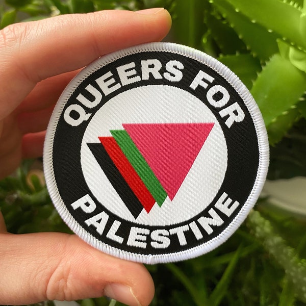 Queers For Palestine Patch Woven LGBTQ Palestinian Pride Patches Iron On Backing